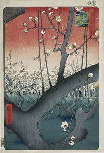 Blommehaven i Kameido. Fra "Hundrede berømte udsigter fra Edo" af Hiroshige