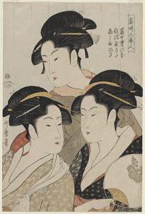 Tre skønheder af Kitagawa Utamaro, 1793 bijin-ga