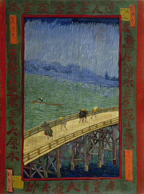 Bro i regn (efter Hiroshige) af Vincent van Gogh, 1887