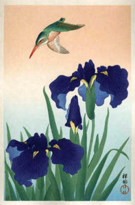 Isfugl og Iris af Ohara Koson, slutningen af 1800-tallet