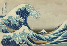 Træsnit Den støre bølge ved Kanagawa af Hokusai ukiyo-e hokusai museet obuse
