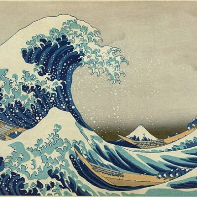 Træsnit Den støre bølge ved Kanagawa af Hokusai ukiyo-e hokusai museet obuse