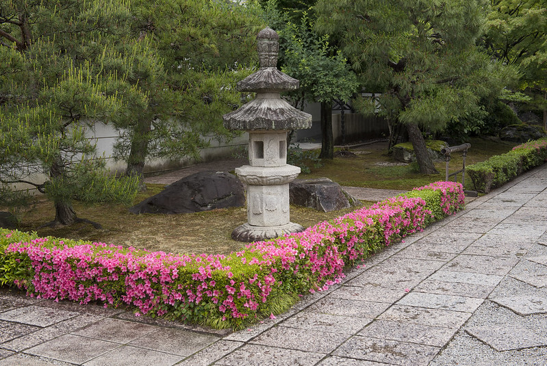 Stenlanterne af typen toro i en japansk tempelhave