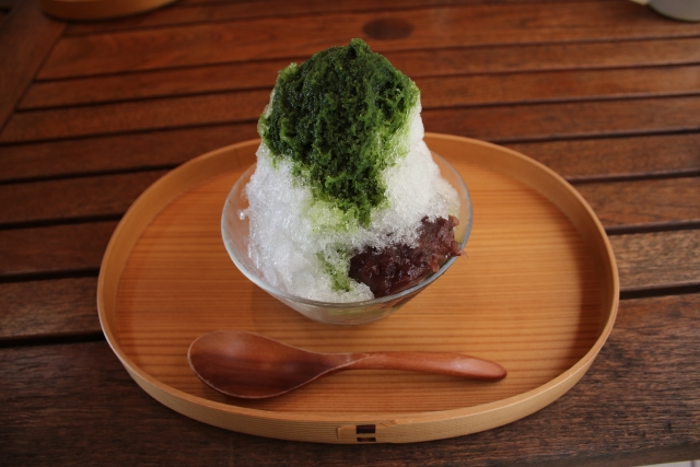 Kakigōri med matcha japansk isdessert