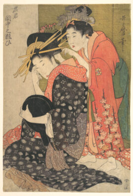 Kitagawa Utamaro: Oiran Yoso-oi ved sit toiletbord ca. 1799. Metropolitan Museum of Art træsnit